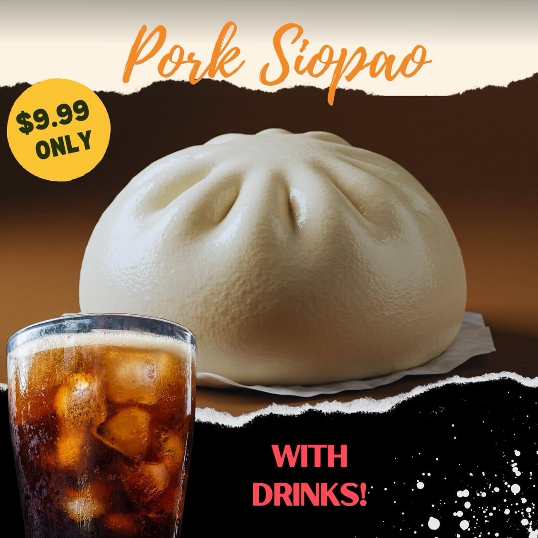 Siopao and Drinks.