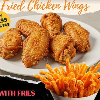 Chicken Wings with French Fries