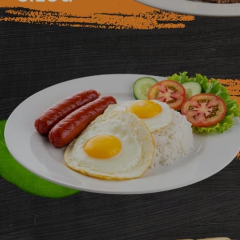 Hotdog, Eggs and Rice.